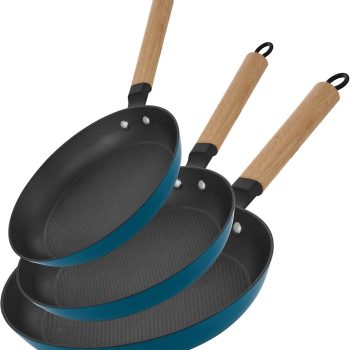 8&10&12 Inch Non-stick Cast Iron Skillet,Enamel Pre-seasoned Frying Pan with Detachable Handle,Lightweight,Dishwasher Oven Safe (500°F)